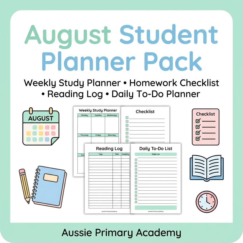 August Study Planner Pack Printable for Australian Students