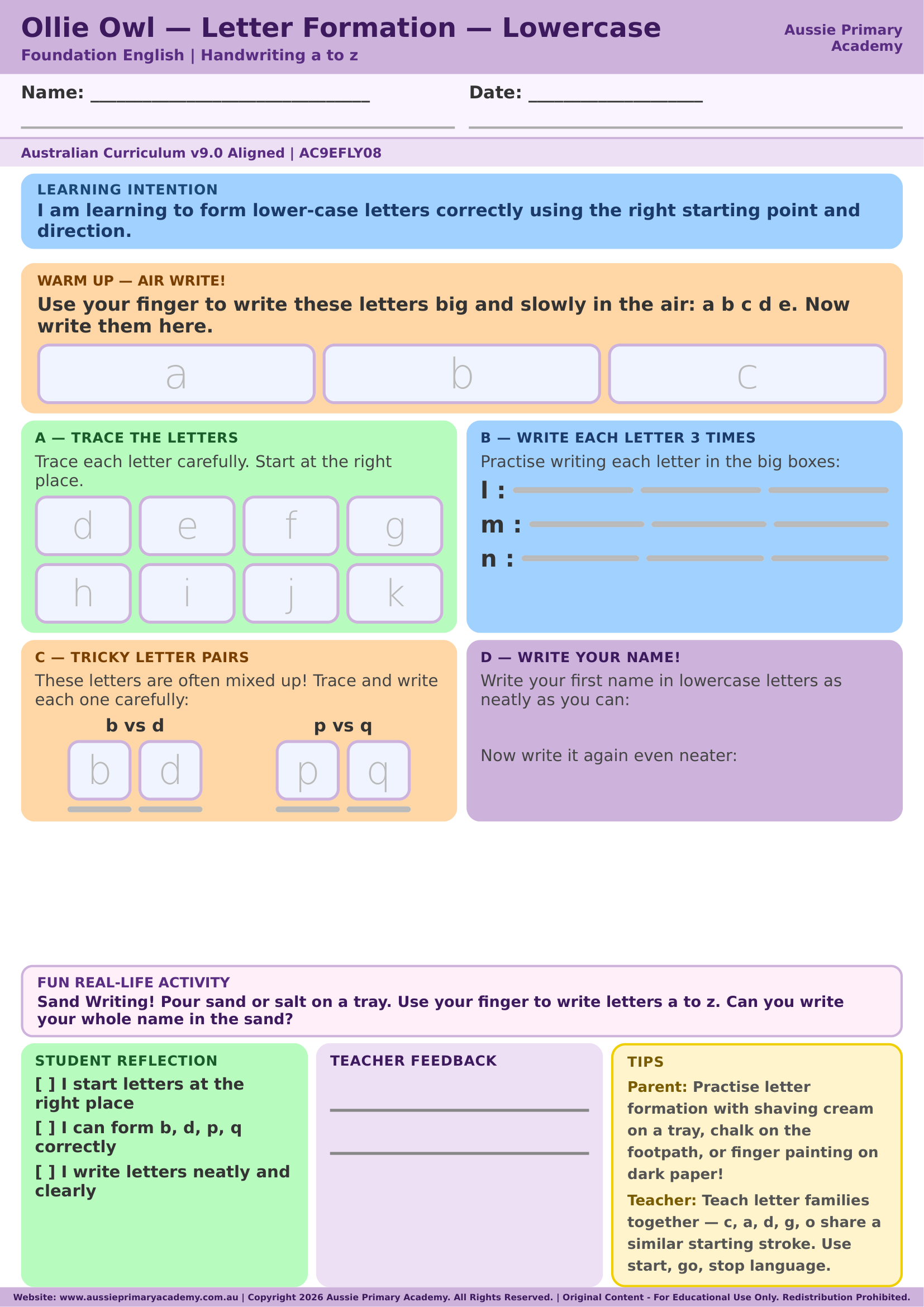 Letter Formation: Lowercase Preview