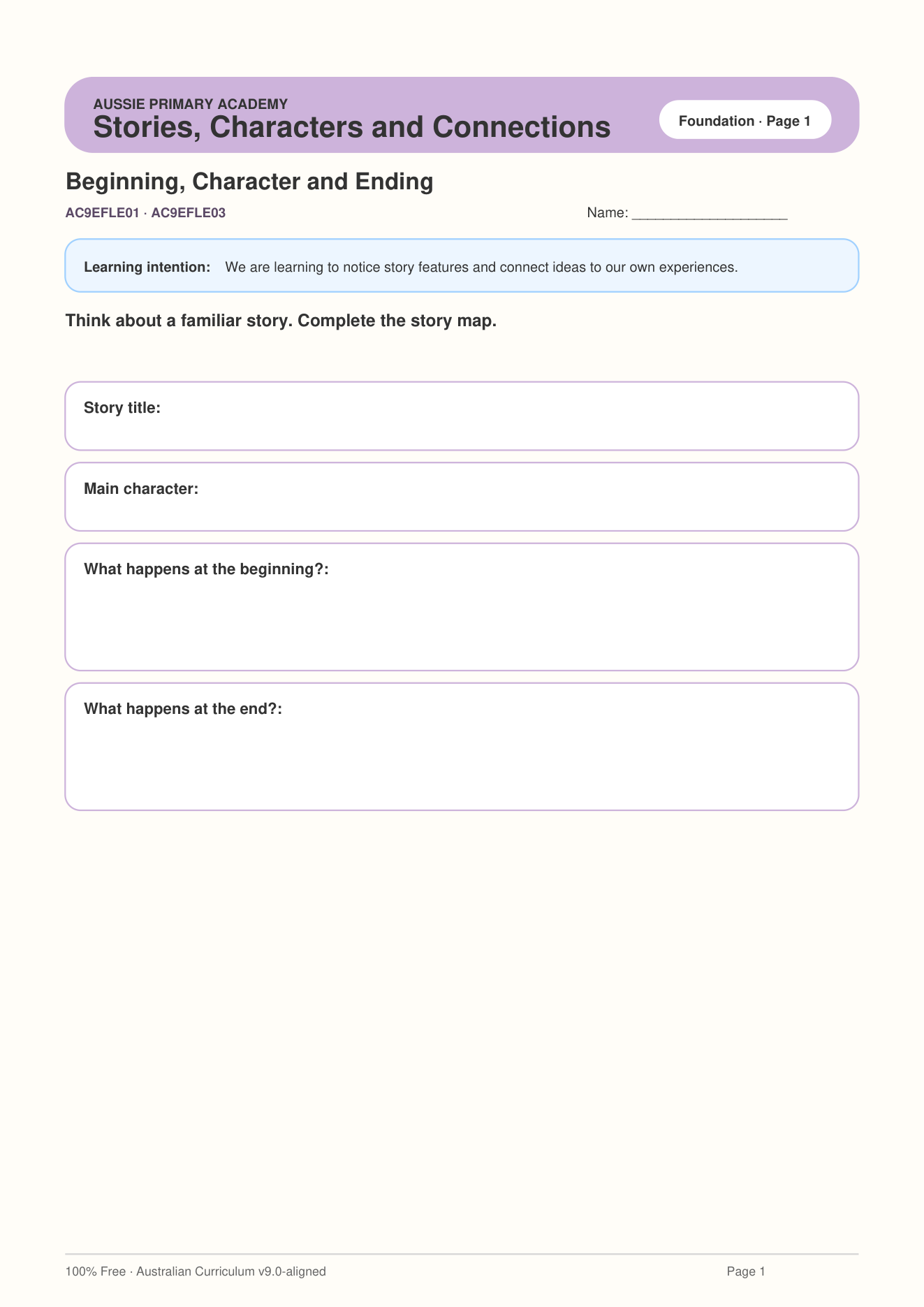 Foundation English Literature Connections And Features Ac9Efle01 worksheet preview