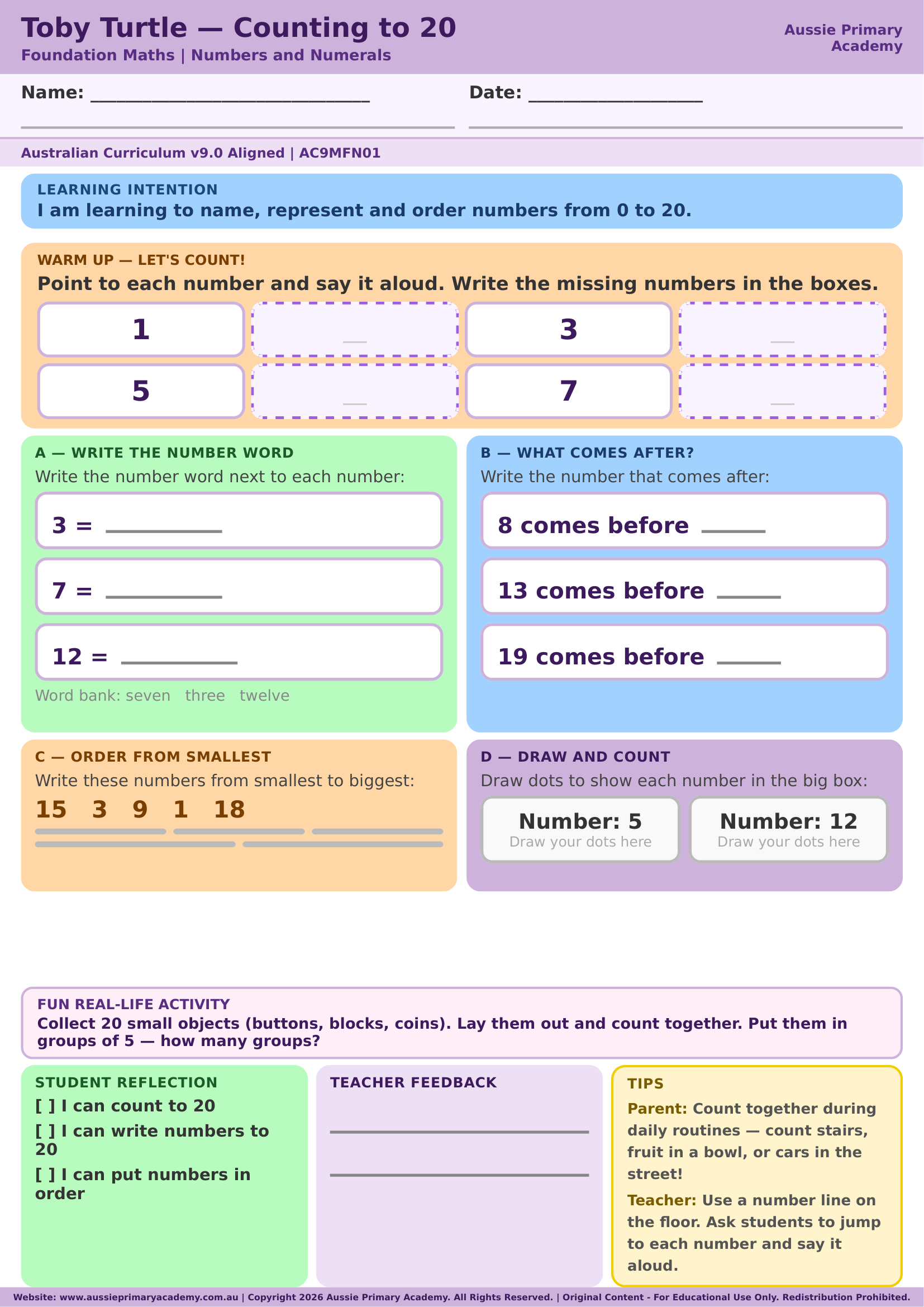 Counting and Comparing Collections to 20 Preview
