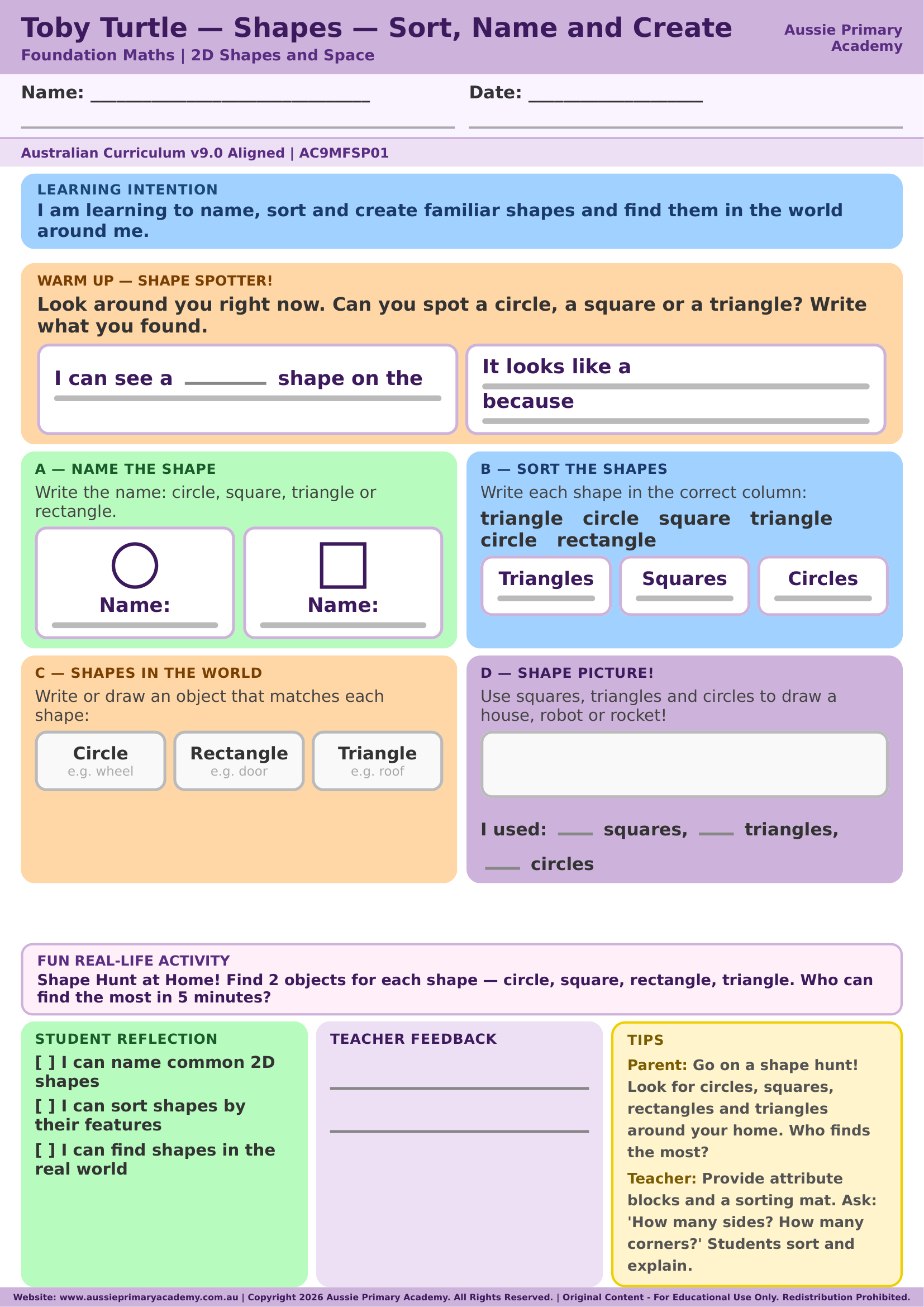 Shapes: Sort, Name, Create Preview
