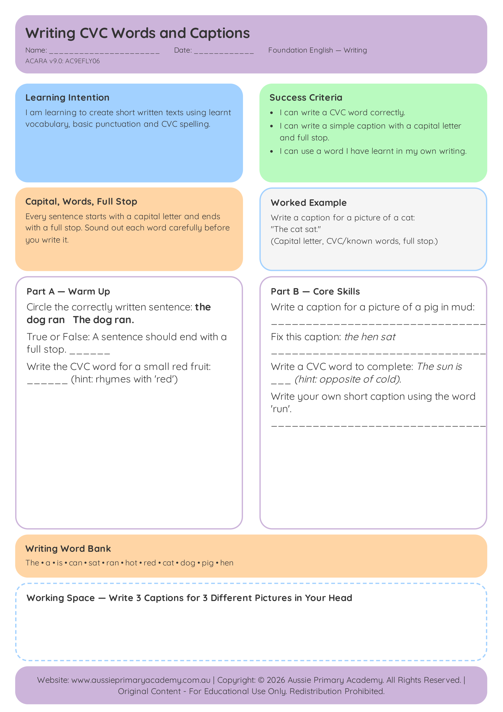 CVC Words and Captions Preview