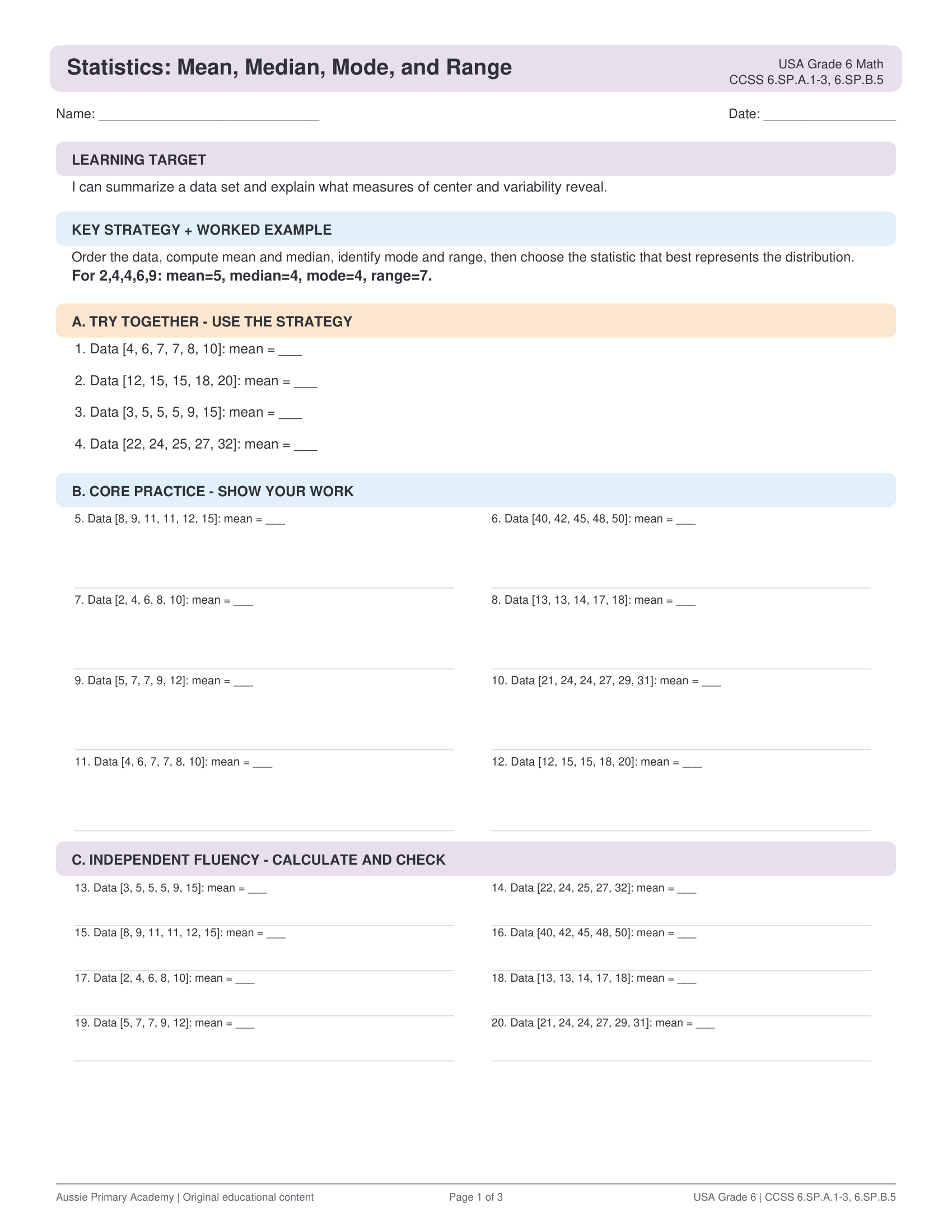 Grade 6 Statistics preview