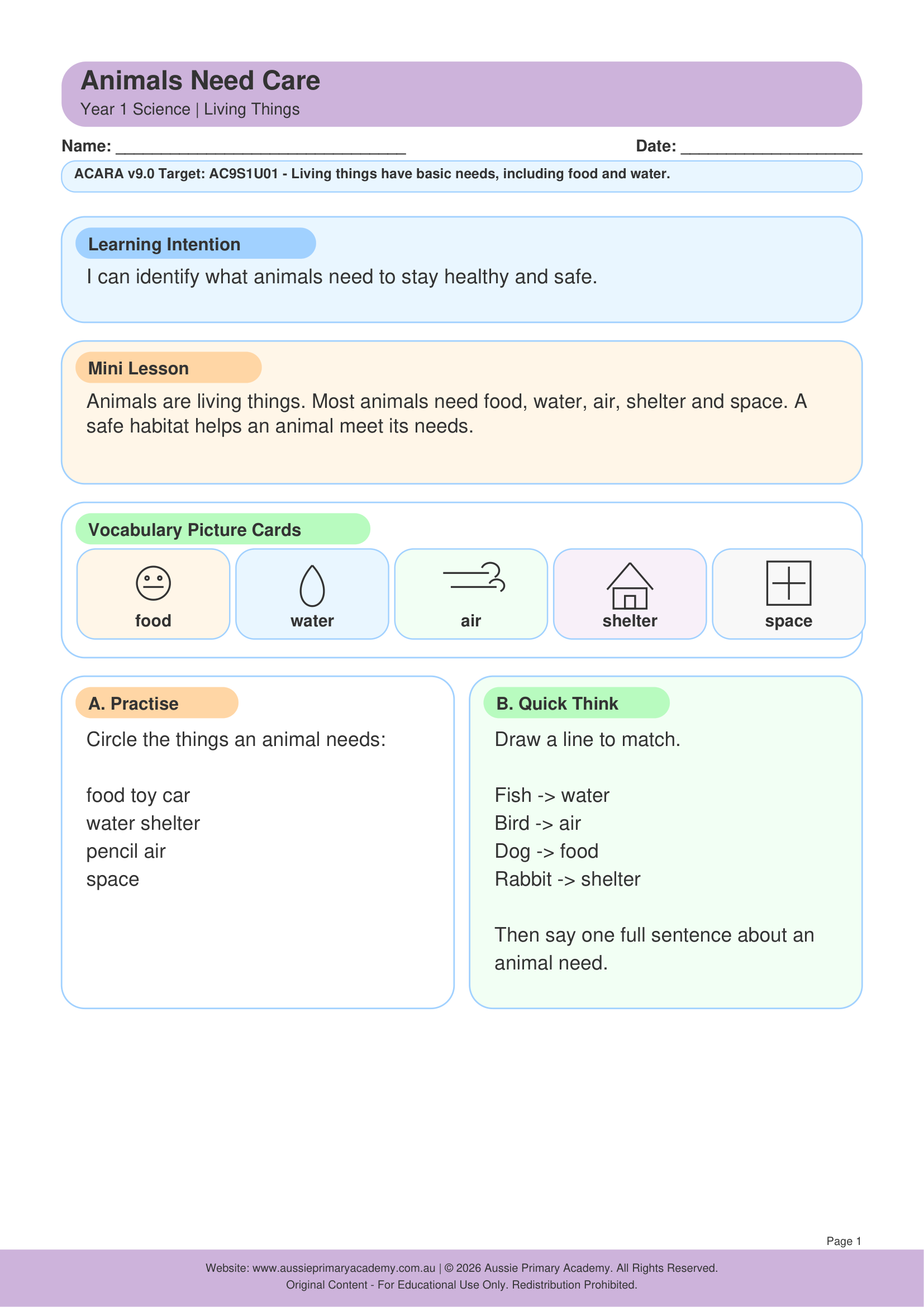 year-1-science-animals-need-care Preview