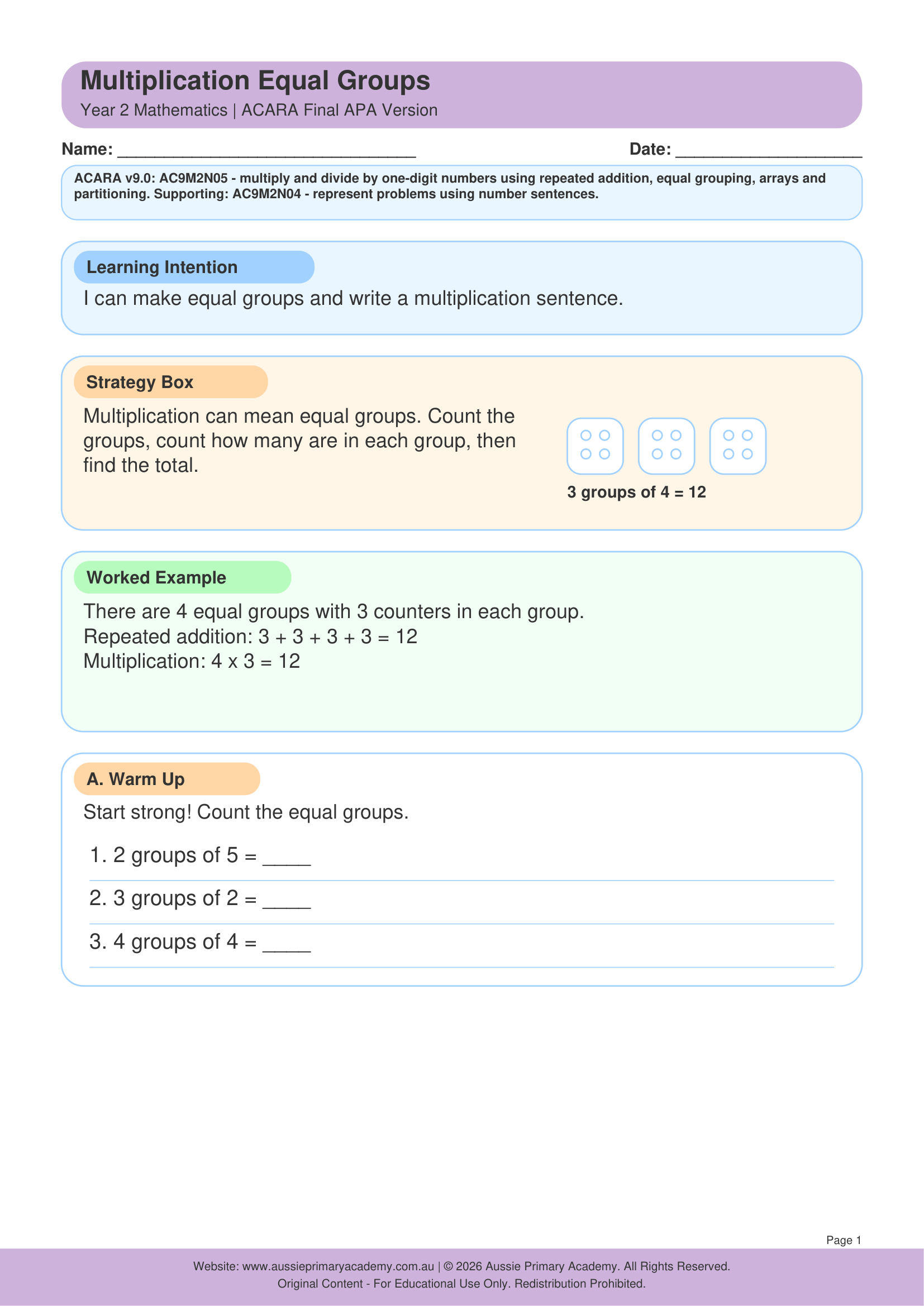 year-2-multiplication-equal-groups Preview