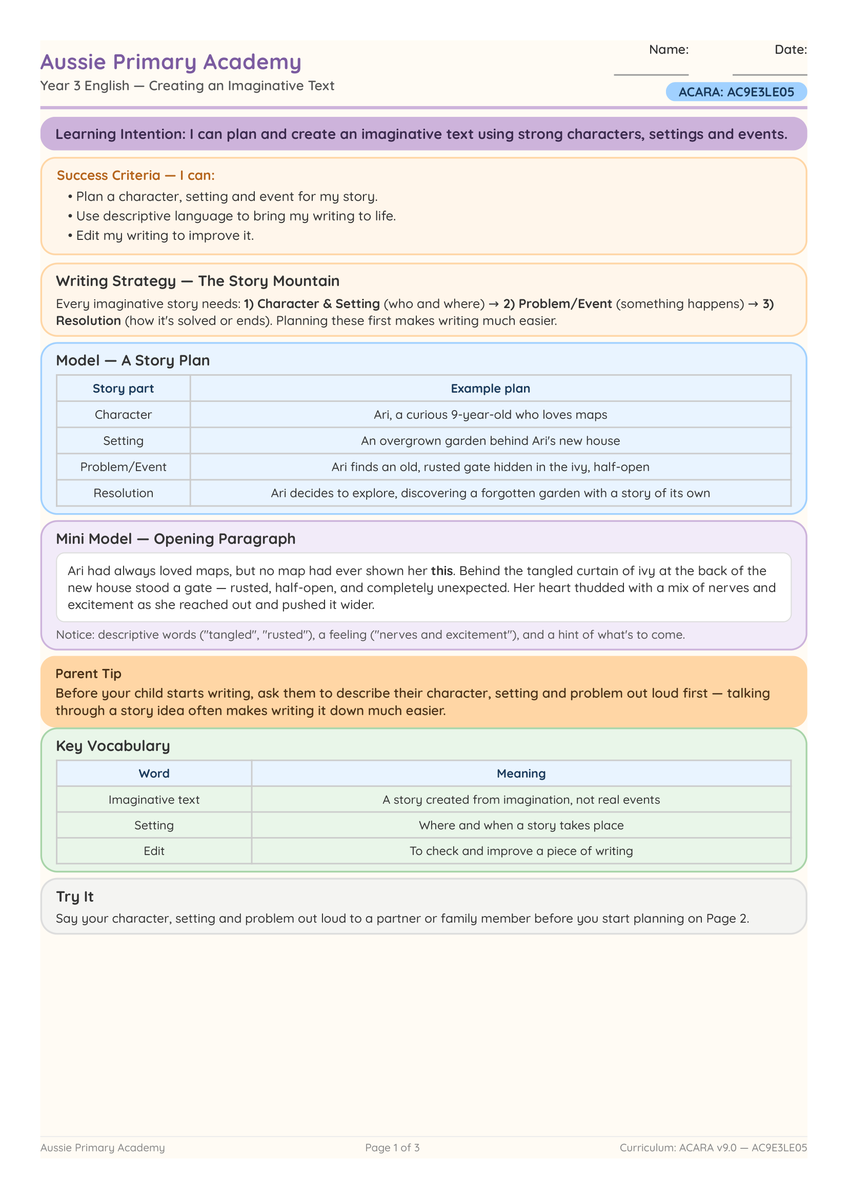 Creating Imaginative Text worksheet preview