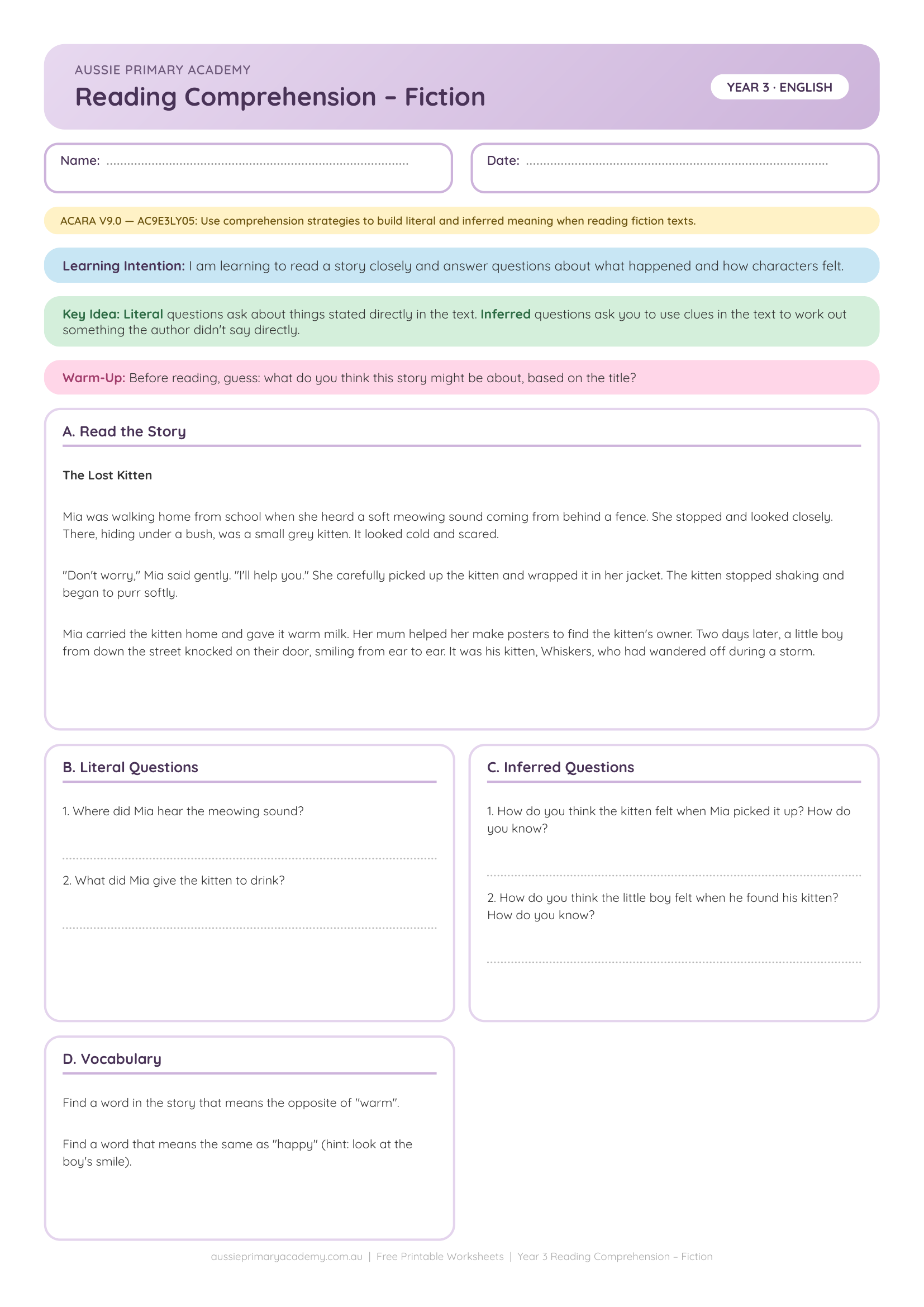 year-3-reading-comprehension-fiction Preview