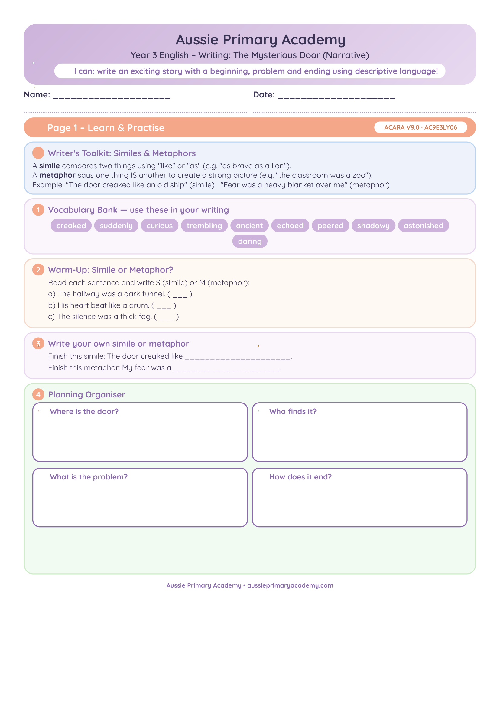 year-3-narrative-writing-the-mysterious-door Preview