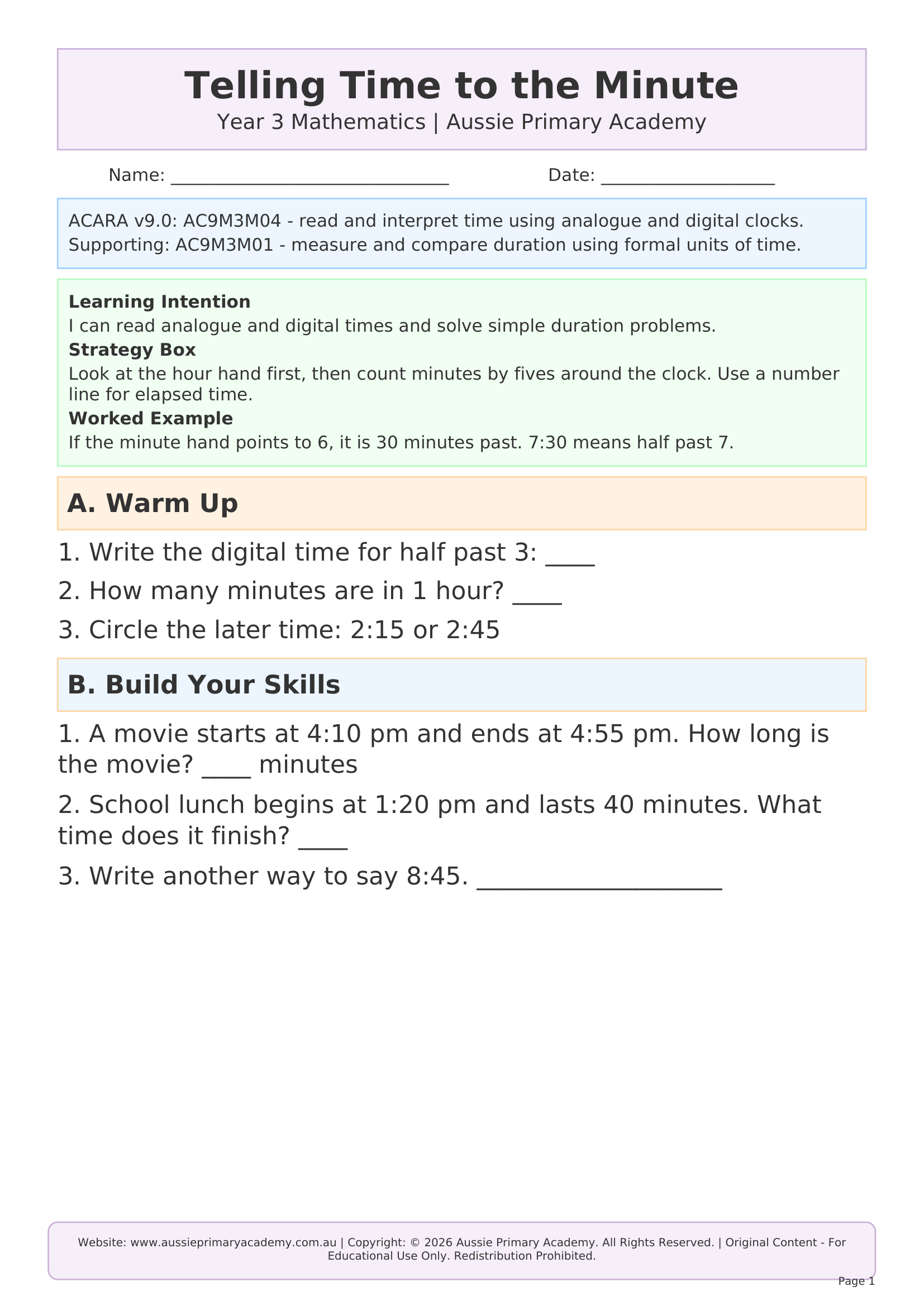 year-3-telling-time Preview