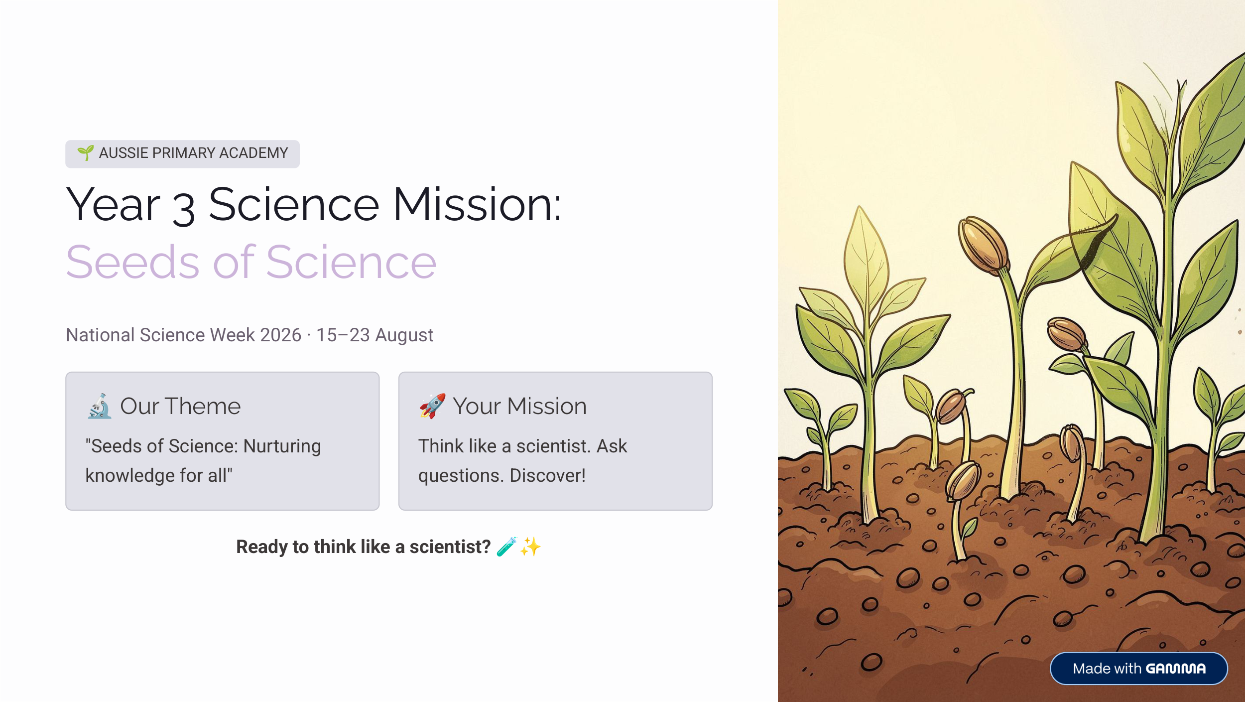 Year 3 Science Mission Seeds of Science worksheet preview