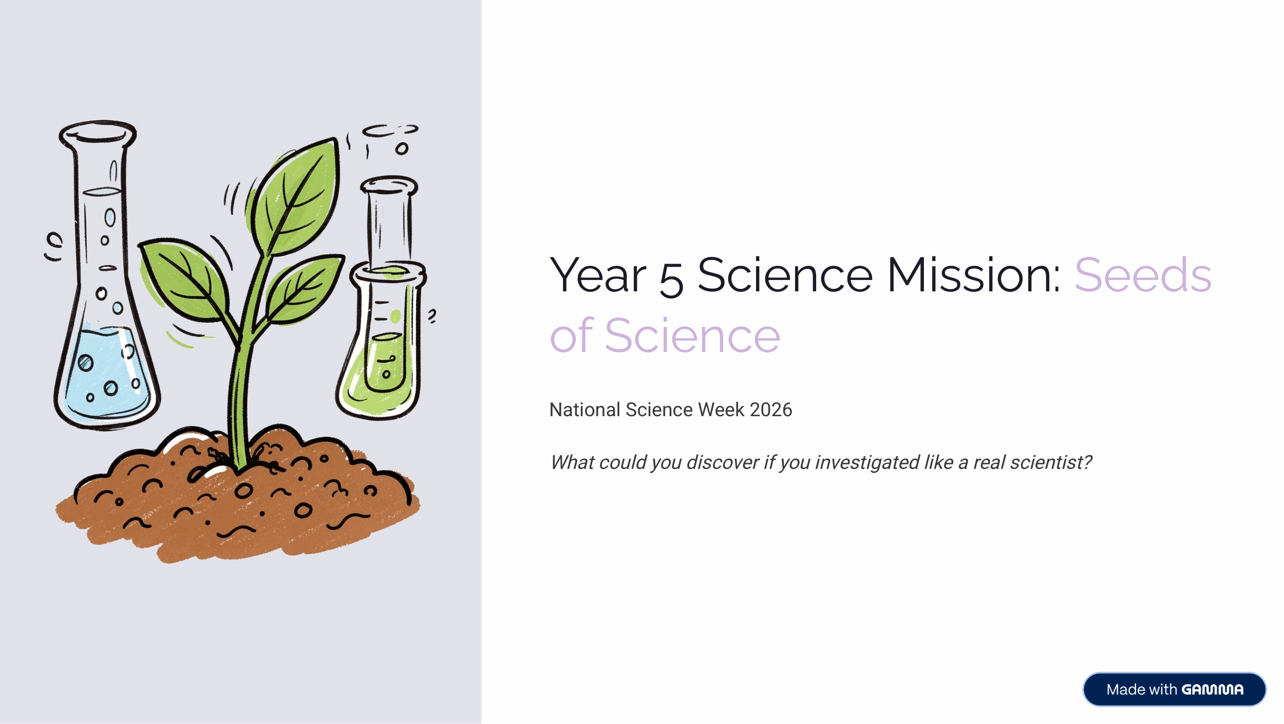 Year 5 Science Mission Seeds of Science worksheet preview – National Science Week 2026 free printable