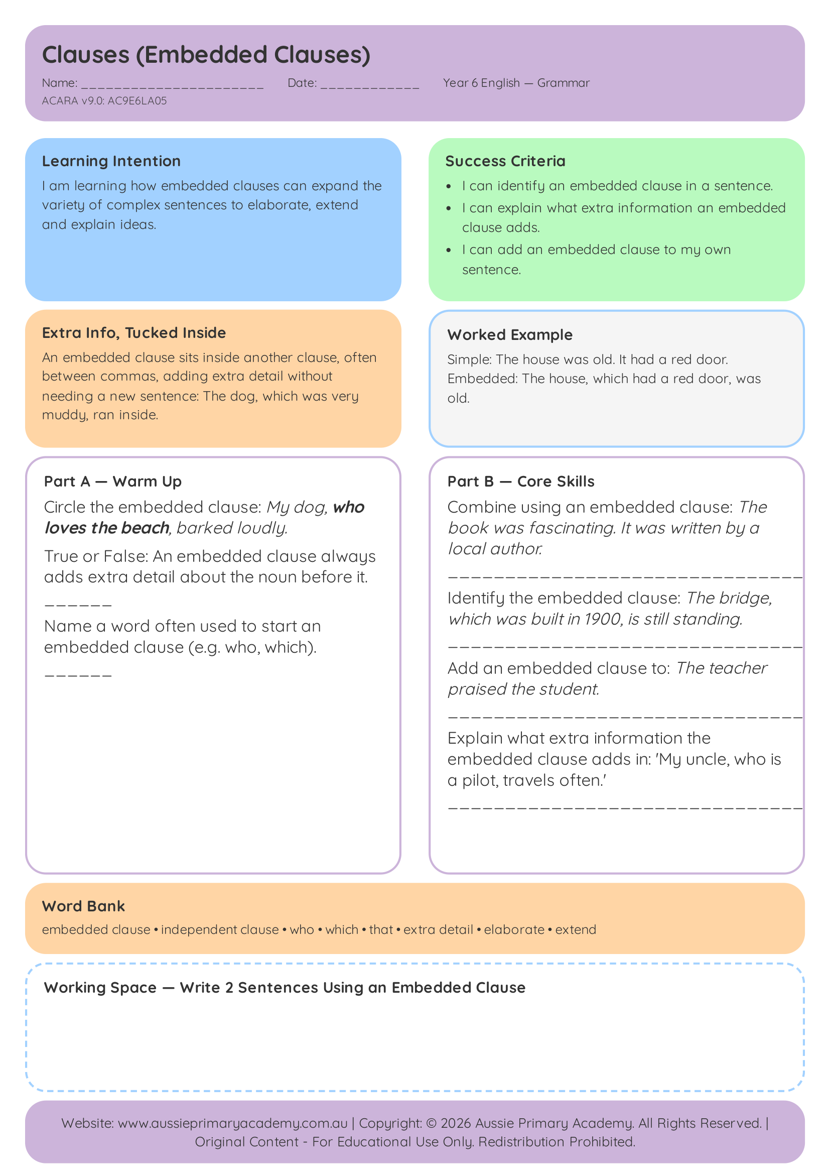Main, Subordinate and Relative Clauses Preview