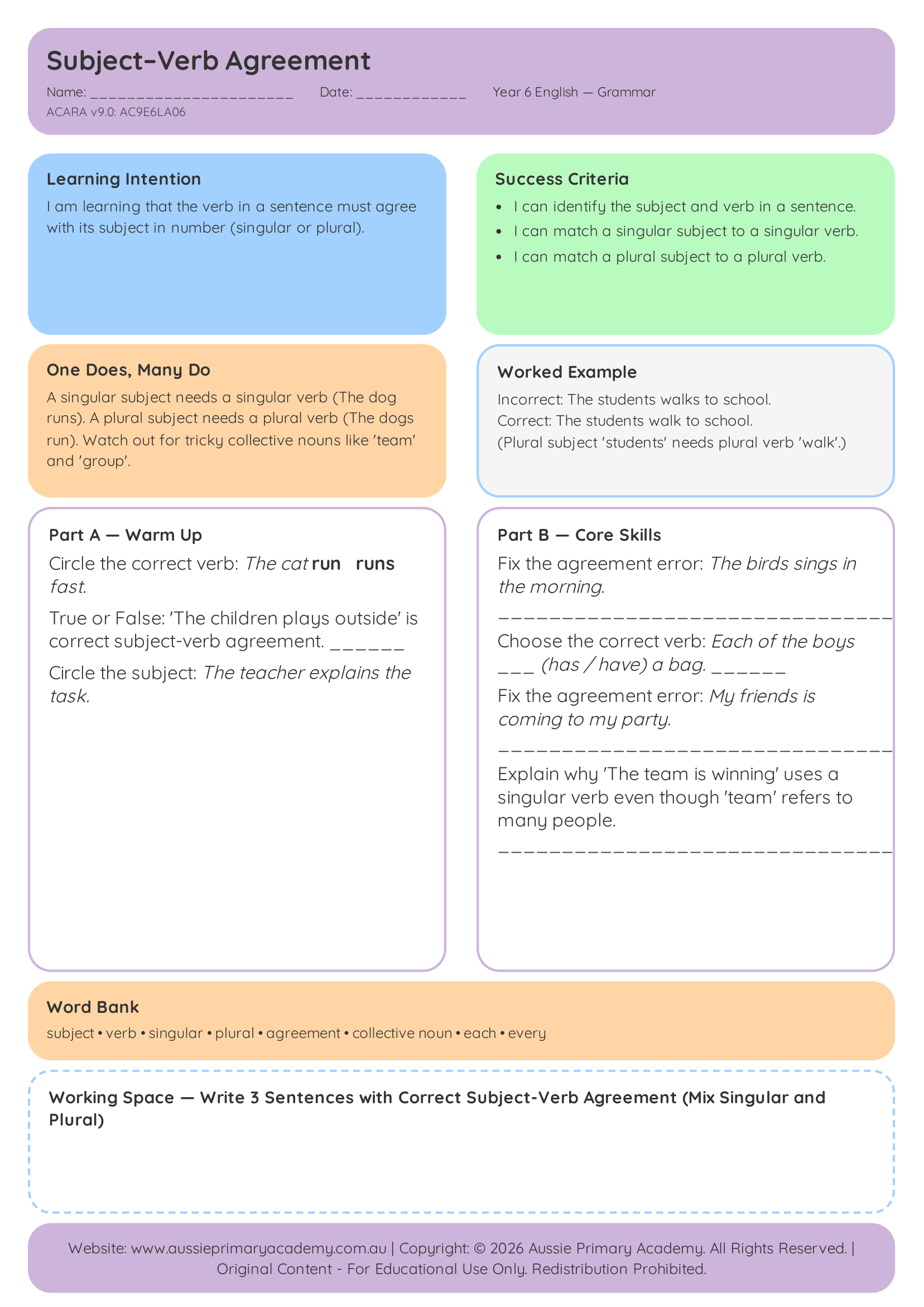 Subject–Verb Agreement Preview